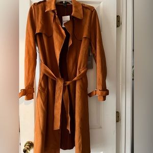 Rust colored trench coat (velvetish texture)- Brand new condition